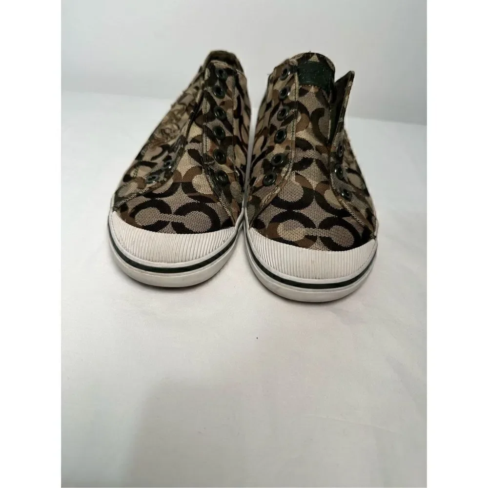 COACH Keeley signature camo low top women’s canvas slip on shoe sz 6.5B  #229